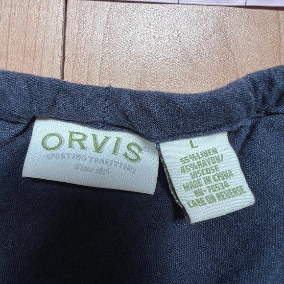 Orvis Women Linen Blend Tiered Midi Skirt Blue Sz L Peasant Cottagecore - Picture 2 of 8